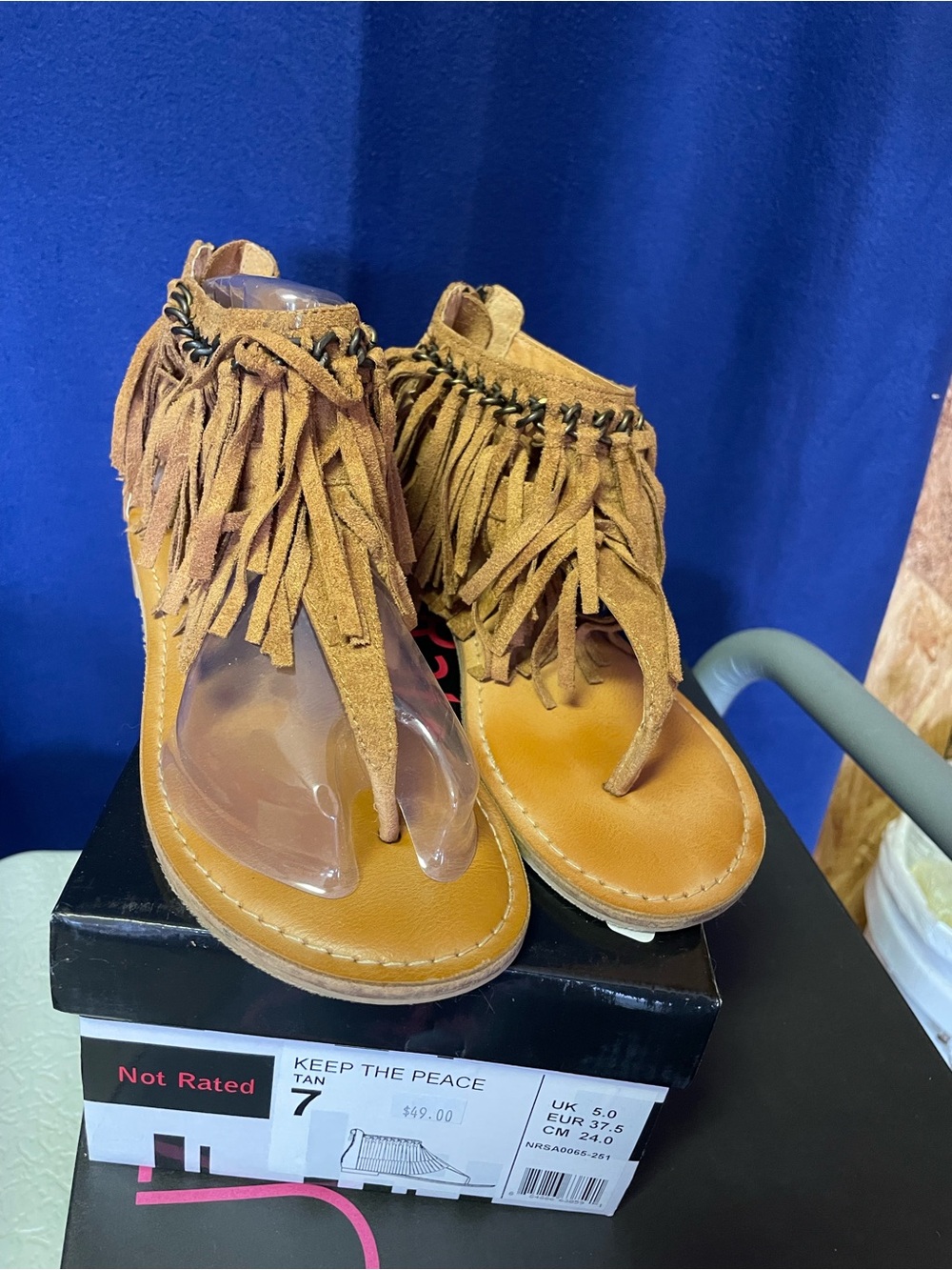 Not Rated 'Keep The Peace' Tan Fringe Women’s Sandals